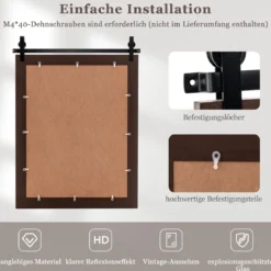 Rechteckiger Spiegel mit Holzrahmen Rustikaler Wandspiegel Unbrechbarer Hängespiegel