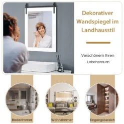 Rechteckiger Spiegel mit Holzrahmen Rustikaler Wandspiegel Unbrechbarer Hängespiegel
