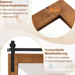 Rechteckiger Spiegel mit Holzrahmen Rustikaler Wandspiegel Unbrechbarer Hängespiegel Braun