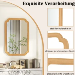 Rechteckiger Spiegel mit Holzrahmen 90 x 60 cm Wandspiegel im Bauernhaus Hängespiegel dekorativ Spiegel groß für Wohnzimmer