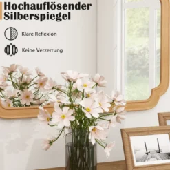 Rechteckiger Spiegel mit Holzrahmen 90 x 60 cm Wandspiegel im Bauernhaus Hängespiegel dekorativ Spiegel groß für Wohnzimmer