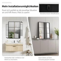 Rechteckiger Spiegel mit Metallrahmen Dekorativer Wandspiegel Hängespiegel