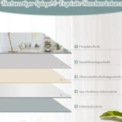 Rechteckiger Wand-/Ganzkörperspiegel in Voller Länge mit abgeschrägter Kante 110 x 38 cm