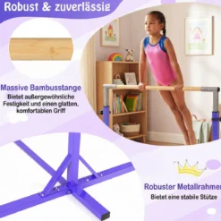 Reckstange Gymnastikstange horizontale Turnreck mit 12-facher Höhenverstellung von 85-145 cm bis 150 kg belastbar
