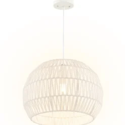 Retro Pendelleuchte Papier Hängelampe für Wohnzimmer Ø44 x 33 cm Beige