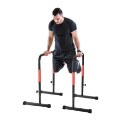 Robuste Dip-Stationen aus Stahl mit 3-stufig Verstellbarer Höhe & 2 Sicherheitsverbinder Schwarz