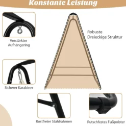 Robuster Stahl Hängeschaukel mit Ständer für drinnen und draußen 125 x 114 x 165 cm Beige