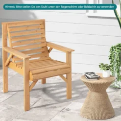 Robuster Tannenholzstuhl für den Außenbereich Terrassenstuhl für Garten 67 x 66 x 90 cm Natur