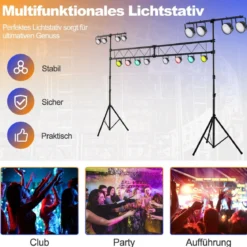 Robustes DJ-Lichtstativ aus Metall mit einstellbarer Höhe einziehbaren T-Stangen Stativständern Schwarz