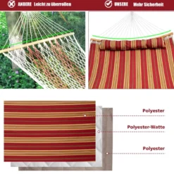 Robuste Tragbare Outdoor Hängematte mit abnehmbarem Kissen für den Innen- und Außenbereich Rot