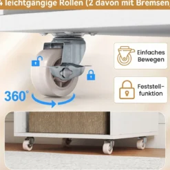 Rollcontainer mit 3 Schubladen 2 Rollstangen & 3 Fächern Bastelwagen 48,5 x 33,5 x 85,5 cm