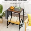 Rollender Plattenspieler-Ständer Vinyl-Schallplattentisch mit Vinylaufbewahrung & Zeitschriftenhalter Rustikales Braun
