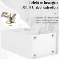 Rollender Stehpult Rednerpult mit 2 Ablagefächern Podiumständer mit 4 Universalrollen 57,5 x 37 x 105 cm Weiß