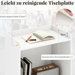 Rollender Stehpult Rednerpult mit 2 Ablagefächern Podiumständer mit 4 Universalrollen 57,5 x 37 x 105 cm Weiß