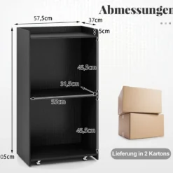 Rollender Stehpult Rednerpult mit 2 Ablagefächern Podiumständer mit 4 Universalrollen 57,5 x 37 x 105 cm Schwarz