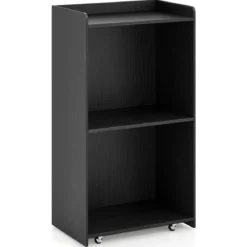 Rollender Stehpult Rednerpult mit 2 Ablagefächern Podiumständer mit 4 Universalrollen 57,5 x 37 x 105 cm Schwarz