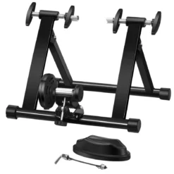 Rollentrainer klappbar Cycletrainer aus Stahl Fahrradtrainer Schnellspannhebel und Double-Locking-System Schwarz