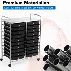 Rollwagen mit 20 Stapelbaren Schubladen & Metallgestell Rollcontainer Badrollwagen