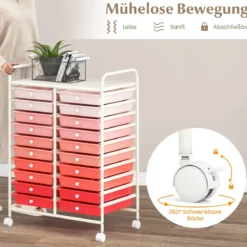 Rollwagen mit 20 Stapelbaren Schubladen & Metallgestell Rollcontainer Badrollwagen