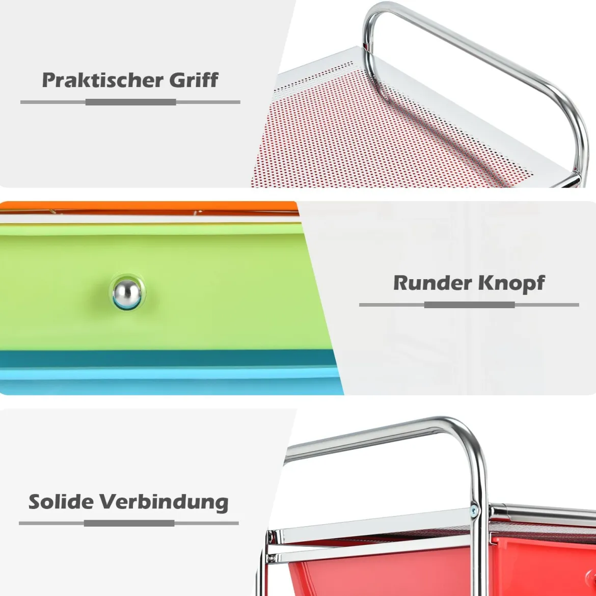 Rollwagen mit 20 Stapelbaren Schubladen & Metallgestell Rollcontainer Badrollwagen