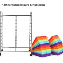 Rollwagen mit 20 Stapelbaren Schubladen & Metallgestell Rollcontainer Badrollwagen