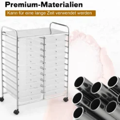 Rollwagen mit 20 Stapelbaren Schubladen & Metallgestell Rollcontainer Badrollwagen