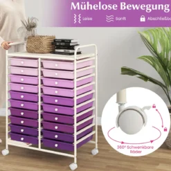 Rollwagen mit 20 Stapelbaren Schubladen & Metallgestell Rollcontainer Badrollwagen
