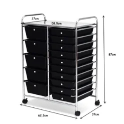 Rollwagen mit 15 stapelbaren Schubladen Rollcontainer Beistellwagen mit 15 Schubladen