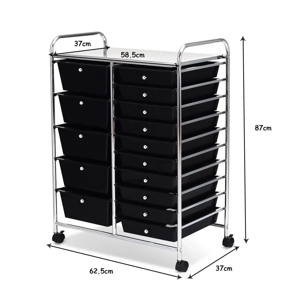 Rollwagen mit 15 stapelbaren Schubladen Rollcontainer Beistellwagen mit 15 Schubladen