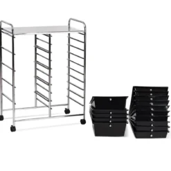Rollwagen mit 15 stapelbaren Schubladen Rollcontainer Beistellwagen mit 15 Schubladen