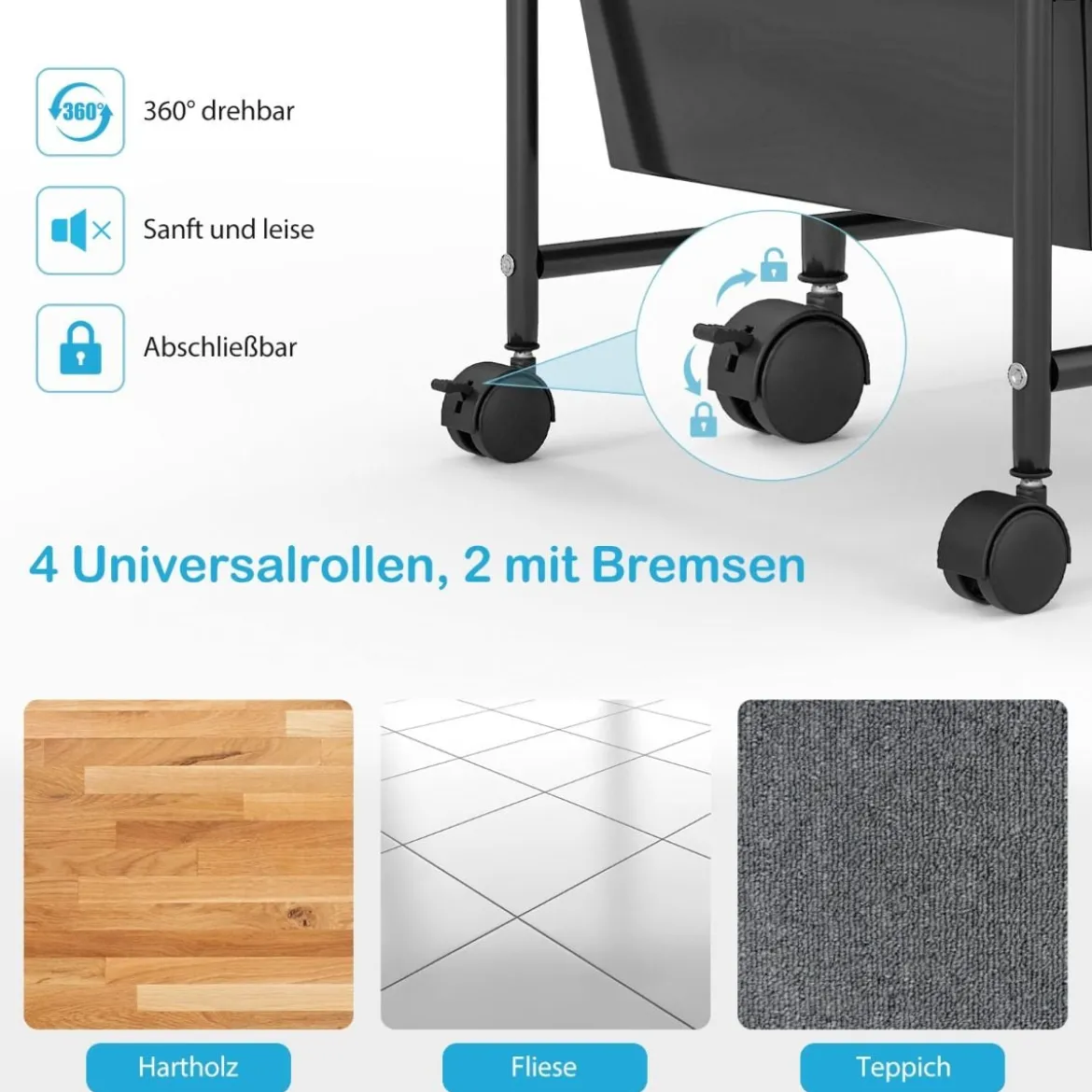 Rollwagen mit 15 stapelbaren Schubladen Rollcontainer Beistellwagen mit 15 Schubladen