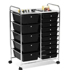 Rollwagen mit 15 stapelbaren Schubladen Rollcontainer Beistellwagen mit 15 Schubladen