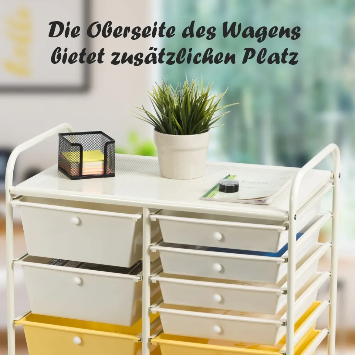 Rollwagen mit 15 stapelbaren Schubladen Rollcontainer Beistellwagen mit 15 Schubladen