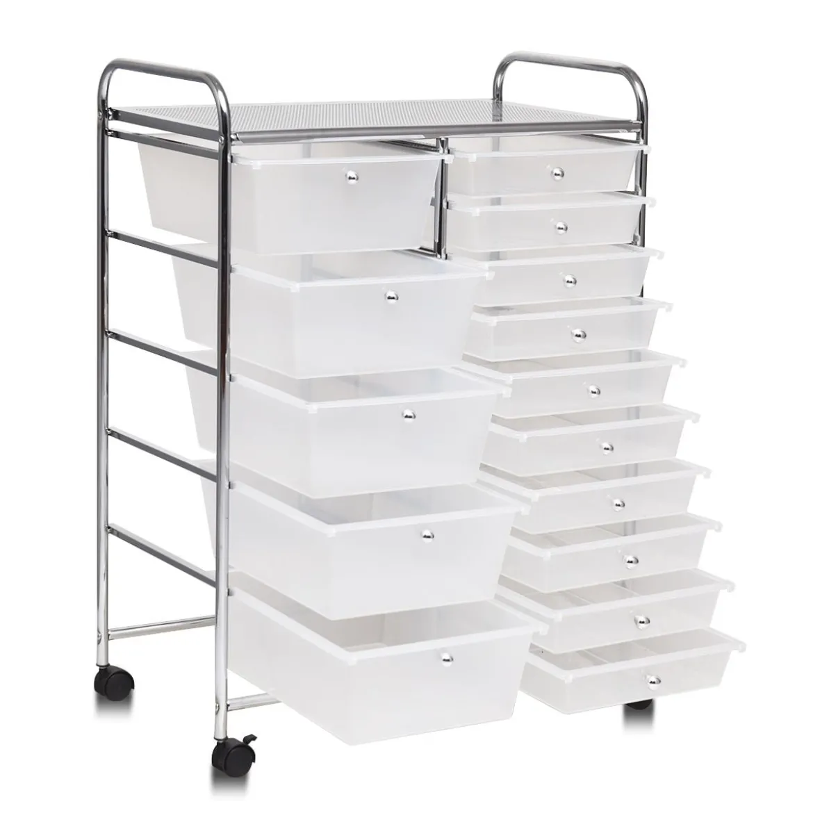 Rollwagen mit 15 stapelbaren Schubladen Rollcontainer Beistellwagen mit 15 Schubladen