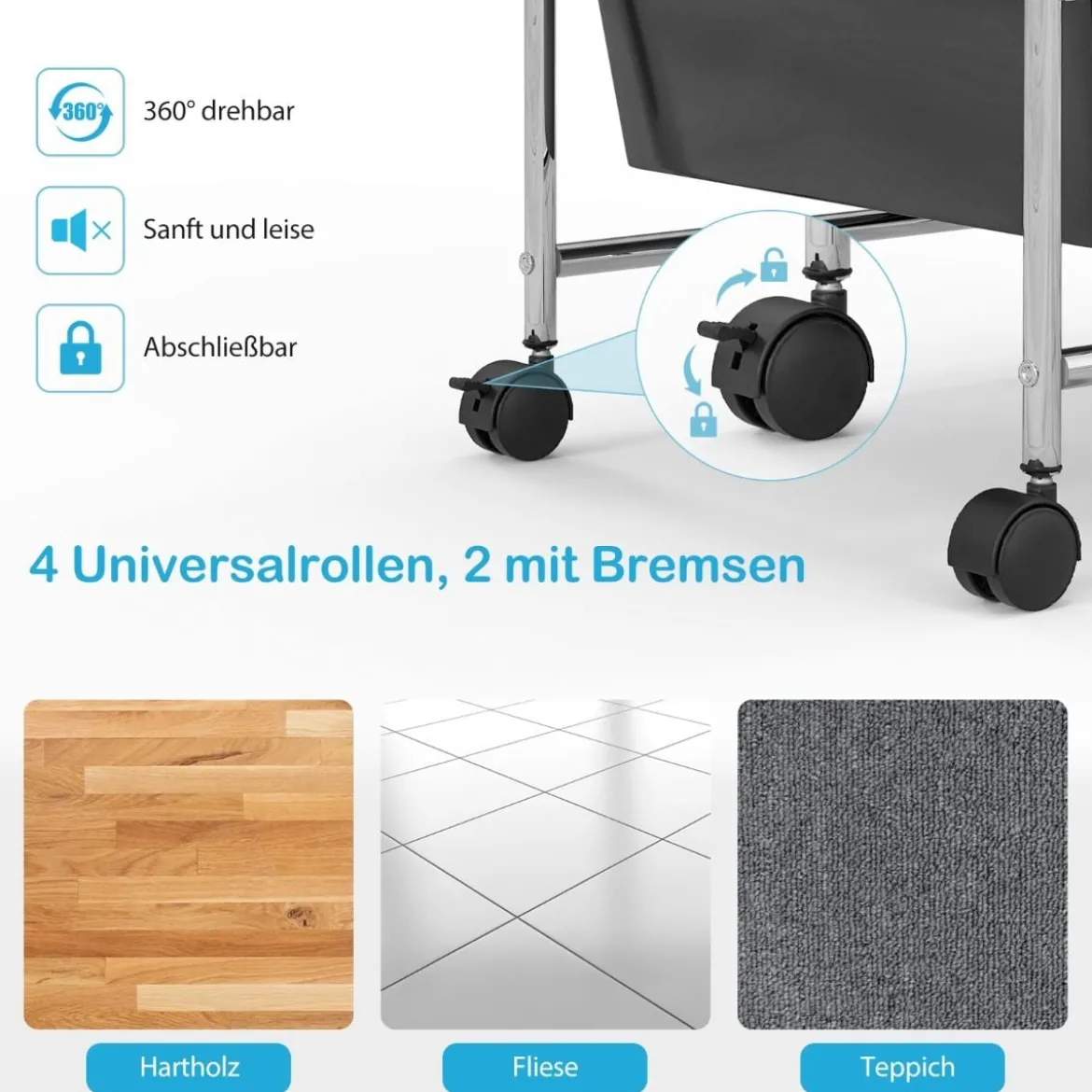 Rollwagen mit 15 stapelbaren Schubladen Rollcontainer Beistellwagen mit 15 Schubladen
