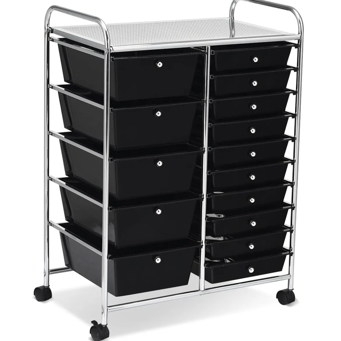 Rollwagen mit 15 stapelbaren Schubladen Rollcontainer Beistellwagen mit 15 Schubladen