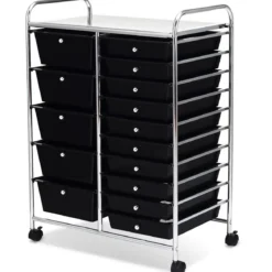 Rollwagen mit 15 stapelbaren Schubladen Rollcontainer Beistellwagen mit 15 Schubladen