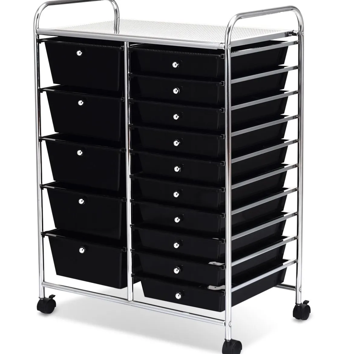 Rollwagen mit 15 stapelbaren Schubladen Rollcontainer Beistellwagen mit 15 Schubladen