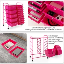 Rollwagen mit 15 stapelbaren Schubladen Rollcontainer Beistellwagen mit 15 Schubladen