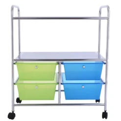 Rollwagen 4 Schubladen Bad Rollcontainer Küchenwagen mit Rollen 58,5 x 37 x75 cm