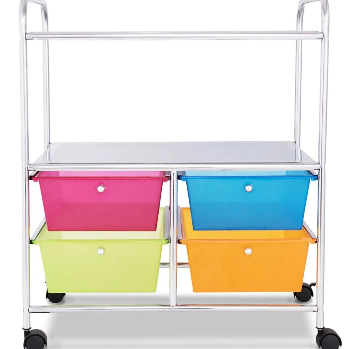 Rollwagen 4 Schubladen Bad Rollcontainer Küchenwagen mit Rollen 58,5 x 37 x75 cm