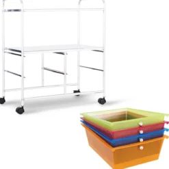 Rollwagen 4 Schubladen Bad Rollcontainer Küchenwagen mit Rollen 58,5 x 37 x75 cm
