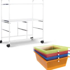 Rollwagen 4 Schubladen Bad Rollcontainer Küchenwagen mit Rollen 58,5 x 37 x75 cm