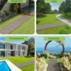 Rollweg aus HDPE 242 x 55cm Gehweg ausrollbar Gartenweg wetterfest Gehwegplatte Trittplatte für Hochzeit Grau