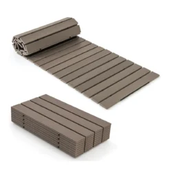Rollweg aus HDPE 242 x 55cm Gehweg ausrollbar Gartenweg wetterfest Gehwegplatte Trittplatte für Hochzeit Grau