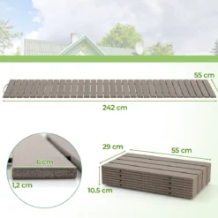 Rollweg aus HDPE 242 x 55cm Gehweg ausrollbar Gartenweg wetterfest Gehwegplatte Trittplatte für Hochzeit Grau