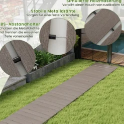 Rollweg aus HDPE 242 x 55cm Gehweg ausrollbar Gartenweg wetterfest Gehwegplatte Trittplatte für Hochzeit Grau