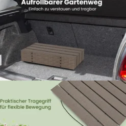 Rollweg aus HDPE 242 x 55cm Gehweg ausrollbar Gartenweg wetterfest Gehwegplatte Trittplatte für Hochzeit Grau