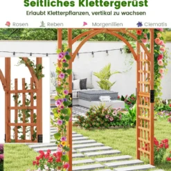 Rosenbogen aus Holz Gartenbogen für Kletterpflanzen Eleganter Hochzeitsbogen Natur