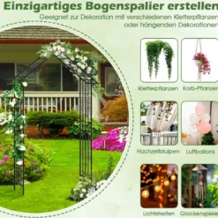 Rosenbogen Metall Gartenbogen für Kletterpflanzen Rankbogen für Hinterhof Hochzeit Party 140 x 40 x 223 cm Schwarz